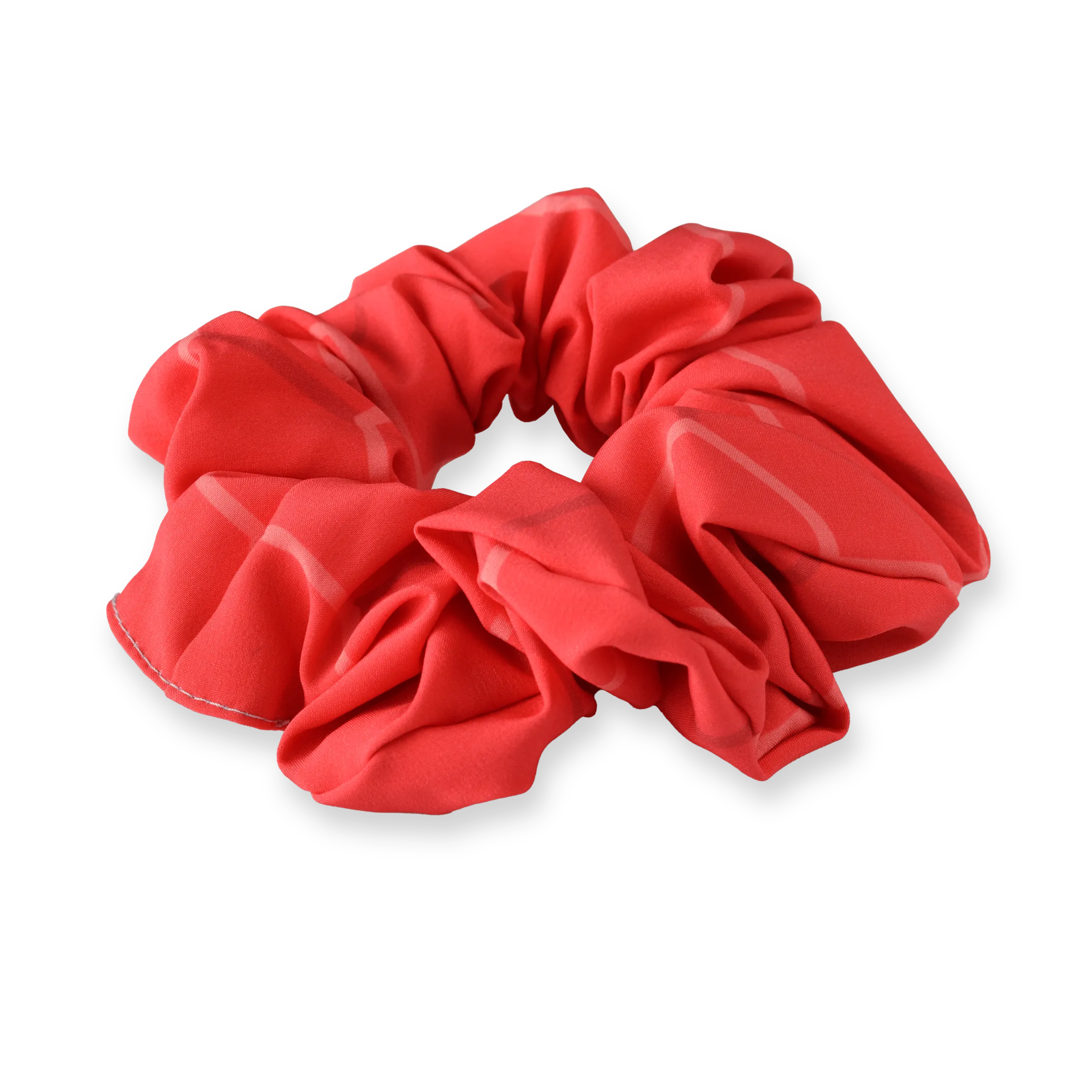 Un elastico rosso in materiale morbido con un design informale.