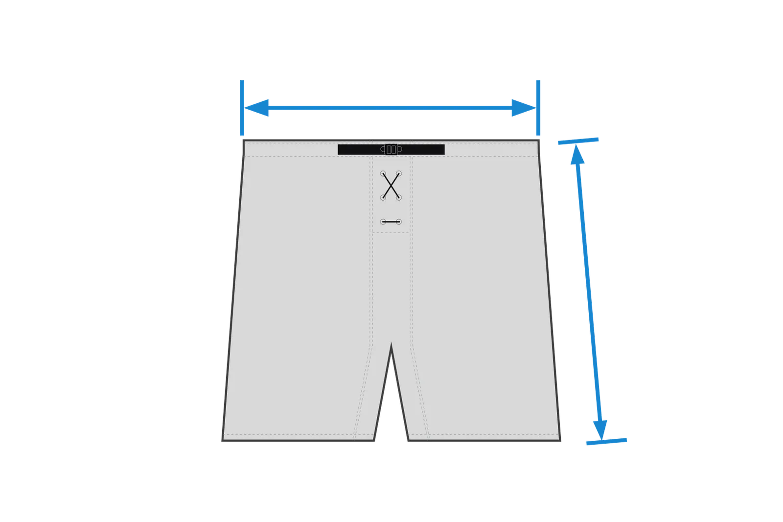	Una guida alle misurazioni per i pantaloni da hockey su ghiaccio: Misura la larghezza al cinturino e la lunghezza lungo il fianco.